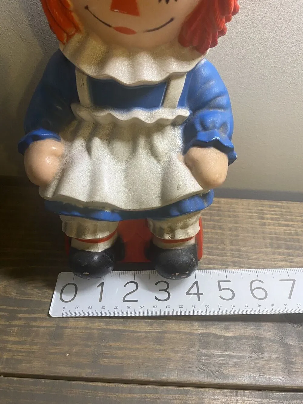 Vintage 1972 RAGGEDY ANN Plastic Piggy Bank BOBBS MERRILL MY TOY CO. Large 10.5
